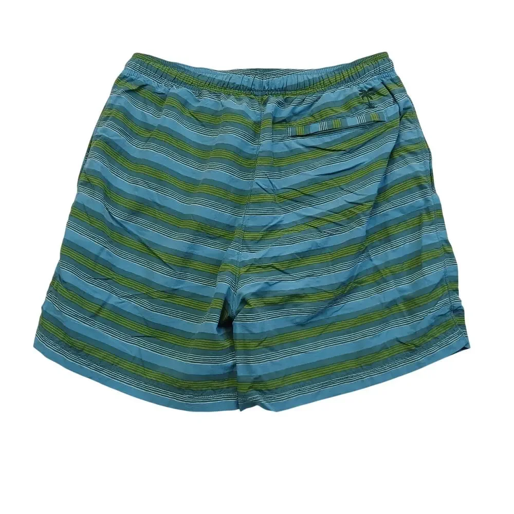 Tommy Bahama Mens Medium Striped Swim Trunks Board Shorts Blue Green